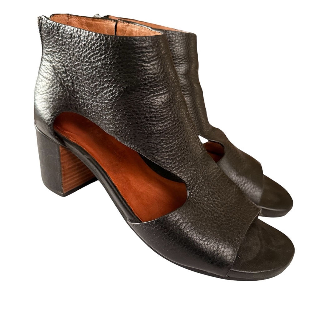 Gentle Souls Black Peep-Toe Heeled Celeste Boots